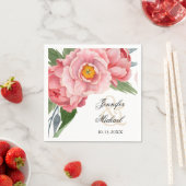 ロマンチックなピンクの牡丹結婚の スタンダードカクテルナプキン (インサイチュ)