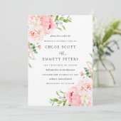 ロマンチックなピンクの牡丹結婚フローラ 招待状 (スタンド正面)