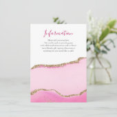 ロマンチックなピンクの瑪瑙の石の金ゴールド結婚インレイの情報 エンクロージャーカード (スタンド正面)