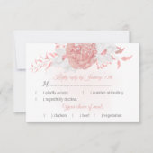 ロマンチックなピンクの白い花の植物性の食事の選択 出欠カード (正面)