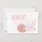 ロマンチックなピンクの白い花の植物性の食事の選択 出欠カード (裏面)