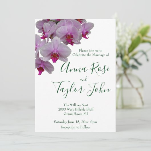 ロマンチックなピンクの白い蘭の写真,蘭 招待状 (スタンド正面)