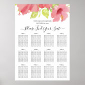 ロマンチックなピンクの結婚ハイビスカスのシーティングチャート ポスター (正面)