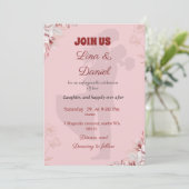 ロマンチックなピンクの結婚式招待状。 招待状 (スタンド正面)