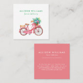 ロマンチックなピンクの自転車花屋、花屋 スクエア名刺 (正面/裏面)