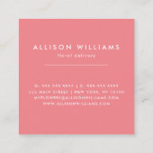 ロマンチックなピンクの自転車花屋、花屋 スクエア名刺 (裏面)