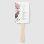 ロマンチックなピンクの花の庭園の結婚式プログラム ハンドファン (正面)