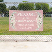 ロマンチックなピンクの花の結婚式の旗 横断幕 (インサイチュ)