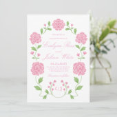ロマンチックなピンクの花の結婚式招待状カード 招待状 (スタンド正面)