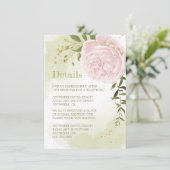 ロマンチックなピンクの花の緑の詳細 エンクロージャーカード (スタンド正面)