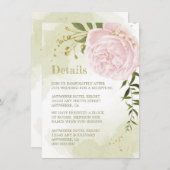 ロマンチックなピンクの花の緑の詳細 エンクロージャーカード (正面/裏面)