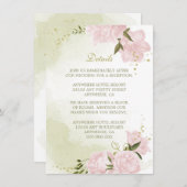 ロマンチックなピンクの花の緑の詳細 エンクロージャーカード (正面/裏面)