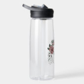 ロマンチックなピンクの花の緑 ウォーターボトル (右面)