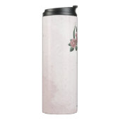 ロマンチックなピンクの花の緑 タンブラー (回転左)