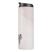 ロマンチックなピンクの花の緑 タンブラー (回転右)