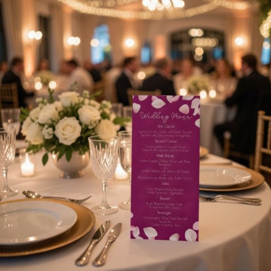 ロマンチックなピンクの花びら結婚ズのメニュー メニュー