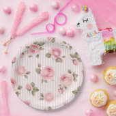 ロマンチックなピンクの花ブライダルシャワー ペーパープレート (パーティー)