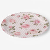 ロマンチックなピンクの花ブライダルシャワー ペーパープレート (アングル)