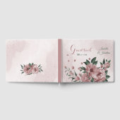 ロマンチックなピンクの花葉とグロ結婚ンの ゲストブック (全面)