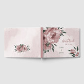 ロマンチックなピンクの花葉とグロ結婚ンの ゲストブック (全面)