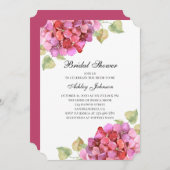 ロマンチックなピンクの花。フローラ明るい赤紫色ブライダルシャワー 招待状 (正面/裏面)