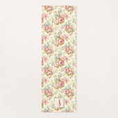 ロマンチックなピンクの英語のバラオンイエローw/モノグラム ヨガマット (正面)