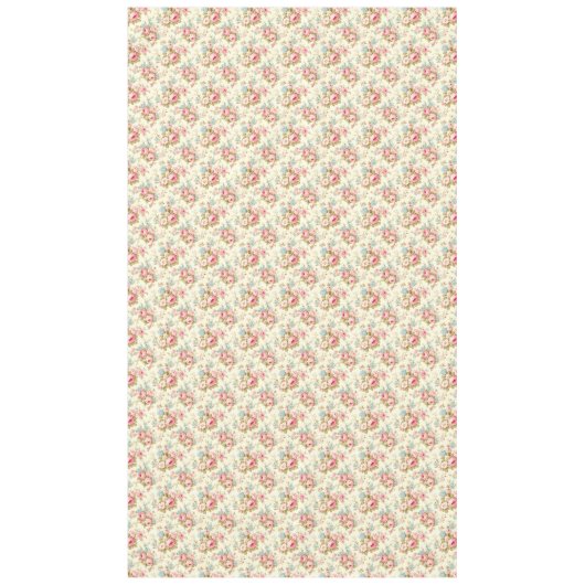 ロマンチックなピンクの英語のバラオン淡い色のイエロー テーブルクロス (正面)