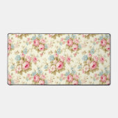ロマンチックなピンクの英語のバラオン淡い色のイエロー デスクマット (正面)