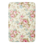 ロマンチックなピンクの英語のバラオン淡い色のイエロー バスマット (正面縦)