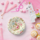 ロマンチックなピンクの英語のバラオン淡い色のイエロー ペーパーボウル (パーティー)