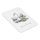 ロマンチックなピンクの蓮の花のスワン 永遠の愛 マグネット (右側)