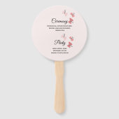 ロマンチックなピンクの蝶庭園の結婚式式 ハンドファン (裏面)