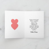 ロマンチックなピンクの記念日とハート&ダンス カード (内部)