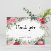ロマンチックなピンクの赤い白いミントバラありがとう 招待状 (スタンド正面)