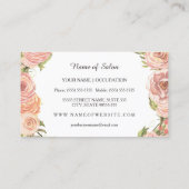 ロマンチックなピンクの金ゴールドドットバラフローラメイクアップアーティスト 名刺 (裏面)