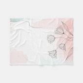 ロマンチックなピンクウォーターカラーフローラエレガントホーム フリースブランケット (正面(横))