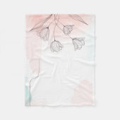 ロマンチックなピンクウォーターカラーフローラエレガントホーム フリースブランケット (正面)