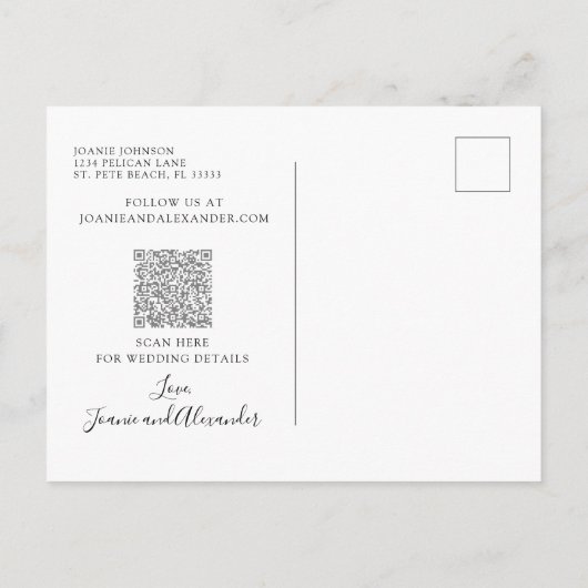 ロマンチックなピンクエレガントのフローラの葉が日付を保存 案内ポストカード (裏面)