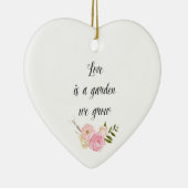 ロマンチックなピンクガーデンウォーターカラーフローラ セラミックオーナメント (右)