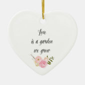 ロマンチックなピンクガーデンウォーターカラーフローラ セラミックオーナメント (正面)