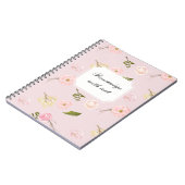 ロマンチックなピンクガーデンウォーターカラーフローラ ノートブック (左側)