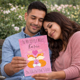 ロマンチックなピンクバレンタインデーのキツネのために シーズンカード