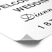 ロマンチックなピンクマグノリア結婚フローラの歓迎サイン ポスター (角)