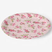 ロマンチックなピンクローズフローラ使い捨て紙プレート ペーパープレート (アングル)