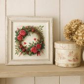 ロマンチックなピンクローズリースと赤いハート タイル