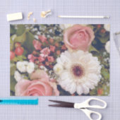 ロマンチックなピンクローゼフラワーブーケ 薄葉紙 (クラフト)