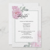 ロマンチックなピンク牡丹ライス結婚紙詳細 招待状 (正面)