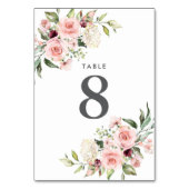 ロマンチックなピンク結婚のバラのテーブル番号 テーブルナンバー (裏面)