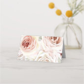 ロマンチックなピンク結婚のバラ プレイスカード (裏面)