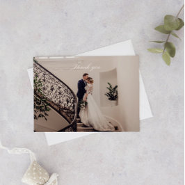 ロマンチックなピンク結婚の写真 サンキューカード